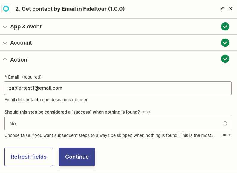 Formulario Get contact by Email con el email del contacto