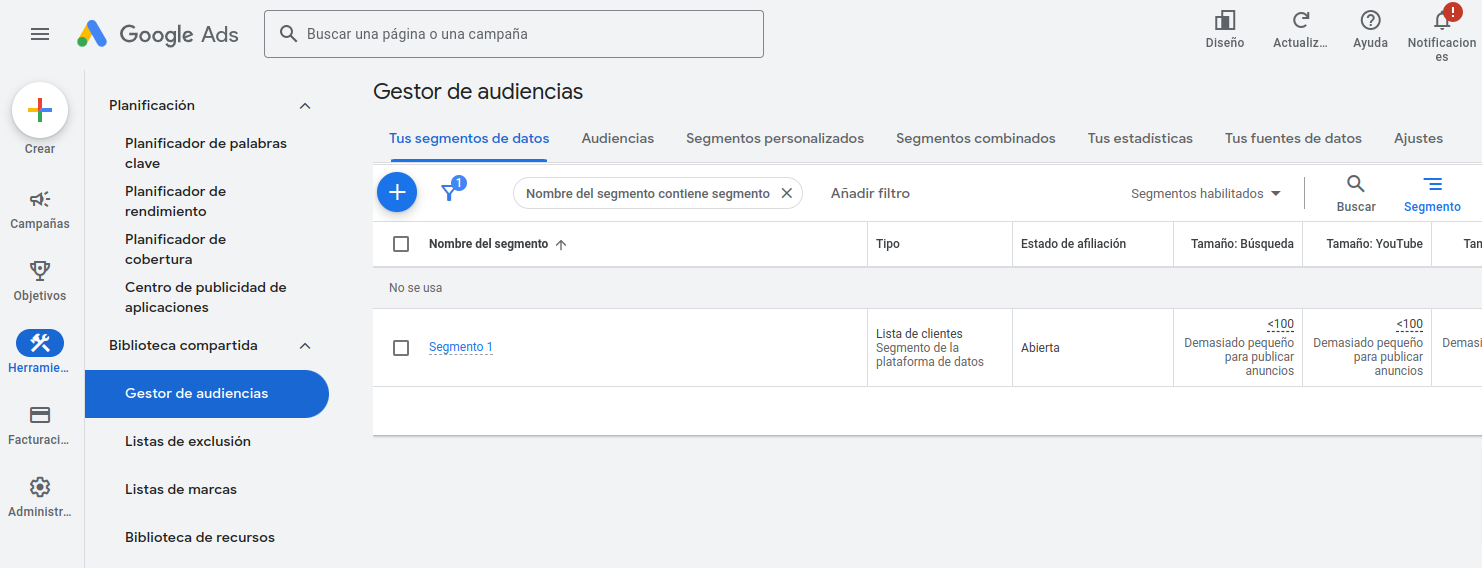 Gestor de audiencias con lista existente