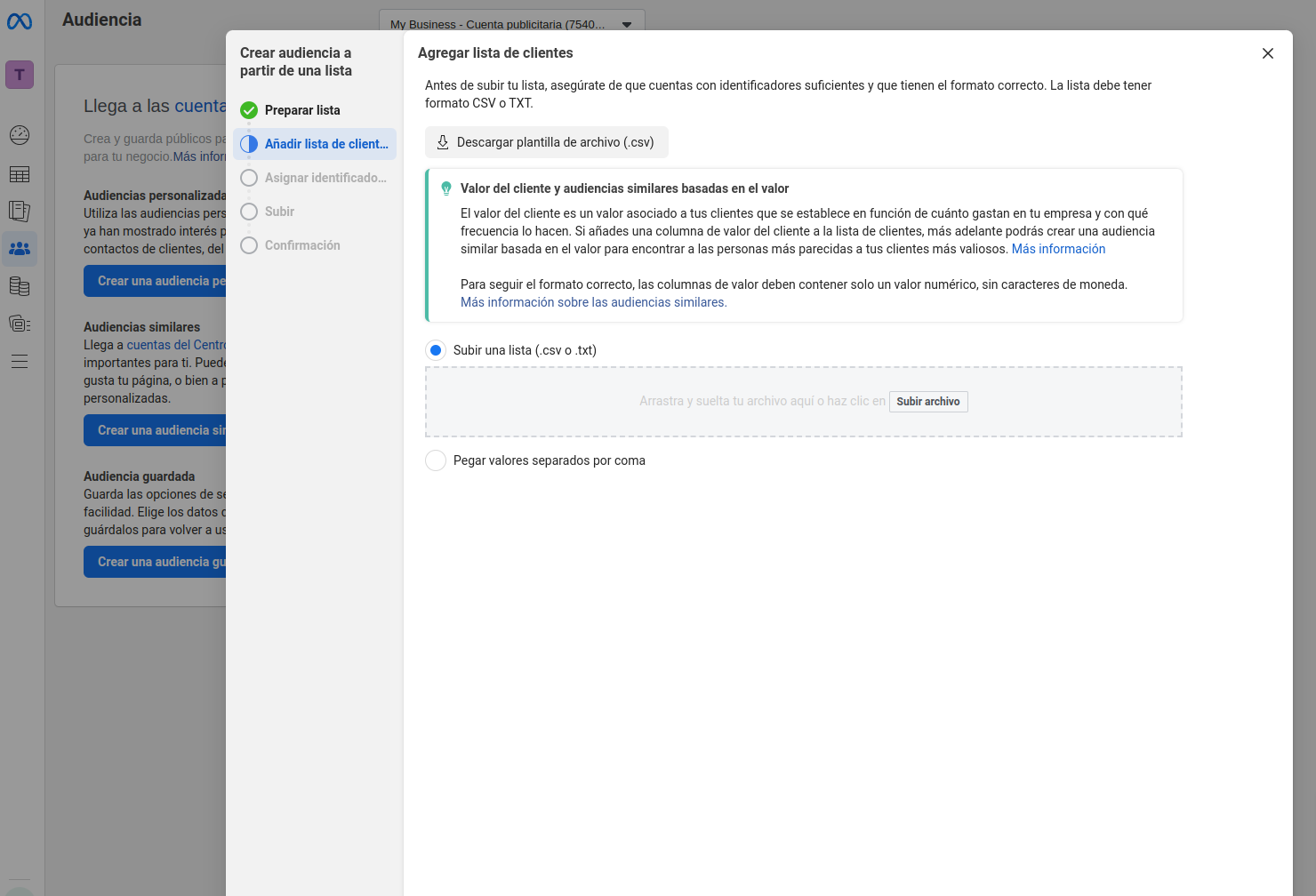 Agregar lista de clientes