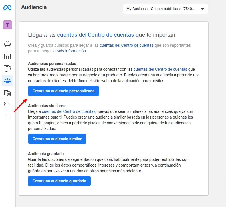 Crear una audiencia personalizada en Facebook
