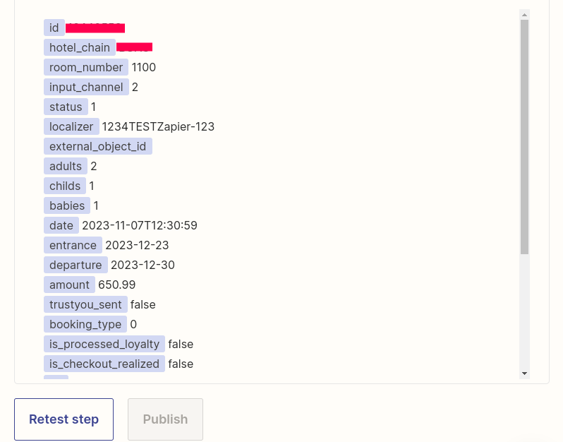 Respuesta de Update movement con los datos actualizados